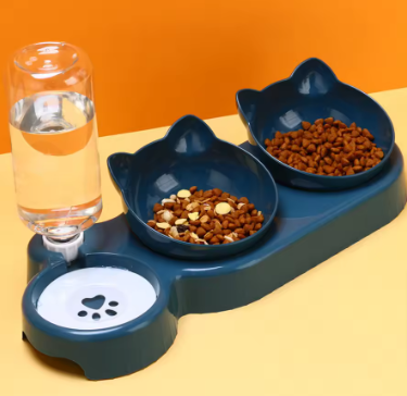 Comedero Anti-Volcado para Gatos con Botella de Agua