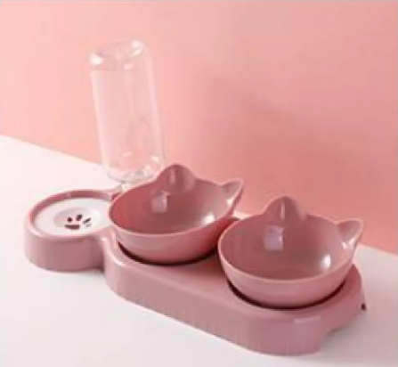 Comedero Anti-Volcado para Gatos con Botella de Agua