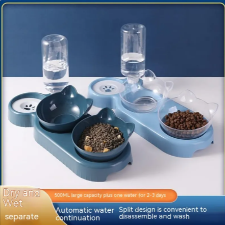 Comedero Anti-Volcado para Gatos con Botella de Agua