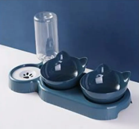 Comedero Anti-Volcado para Gatos con Botella de Agua