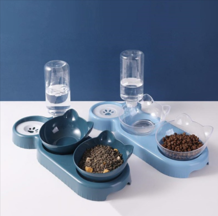 Comedero Anti-Volcado para Gatos con Botella de Agua