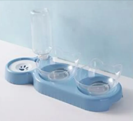 Comedero Anti-Volcado para Gatos con Botella de Agua